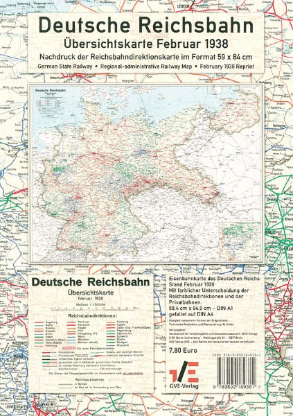 Deutsche Reichsbahn Ubersichtskarte Map 1938 (GVE)